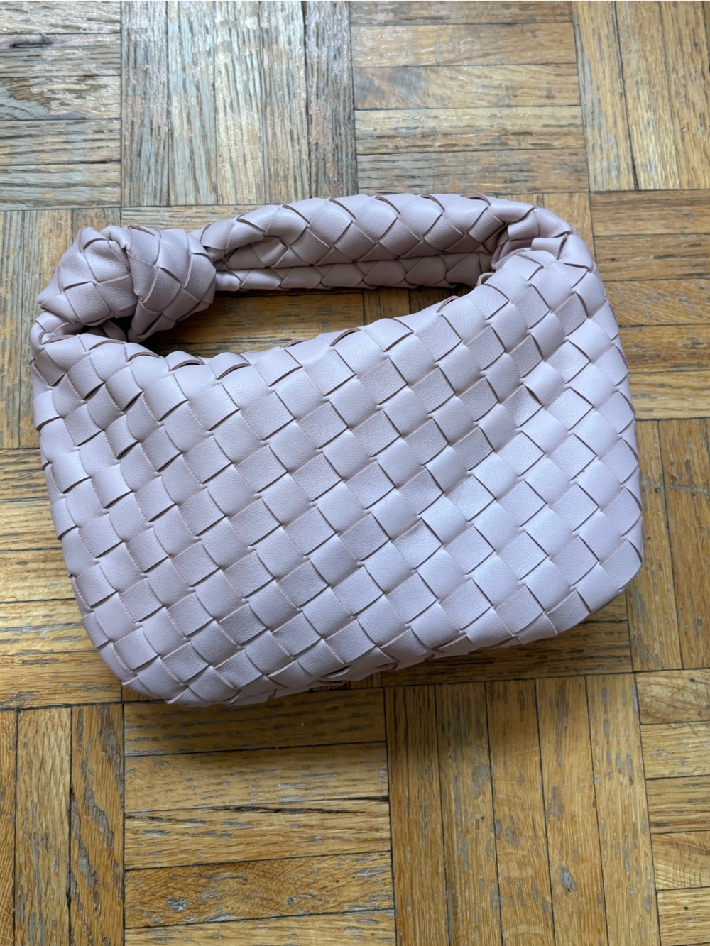 Woven Knot Handle Clutch - Light Mauve